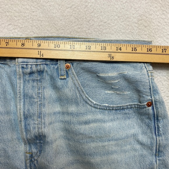 Levi's 501 Denim Shorts Womens 27 Blue Cut Off Light Washed Distressed Frayed - Picture 5 of 8